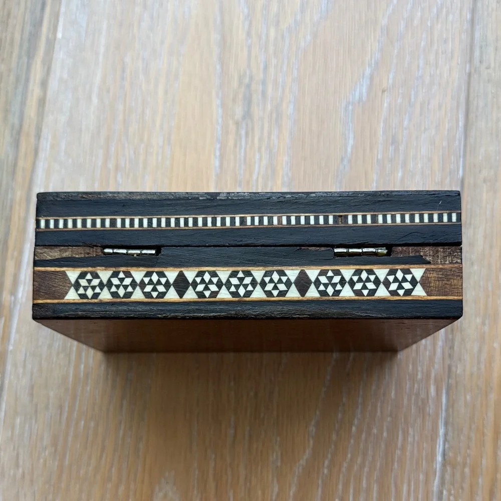 Vintage Rectangle Wood Mosaic inlay Box